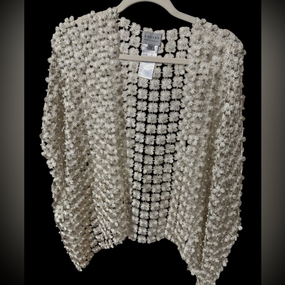 Susan Graver Novelty Pearl Bead Embellished Shrug Vintage Silver NWOT - Picture 1 of 3